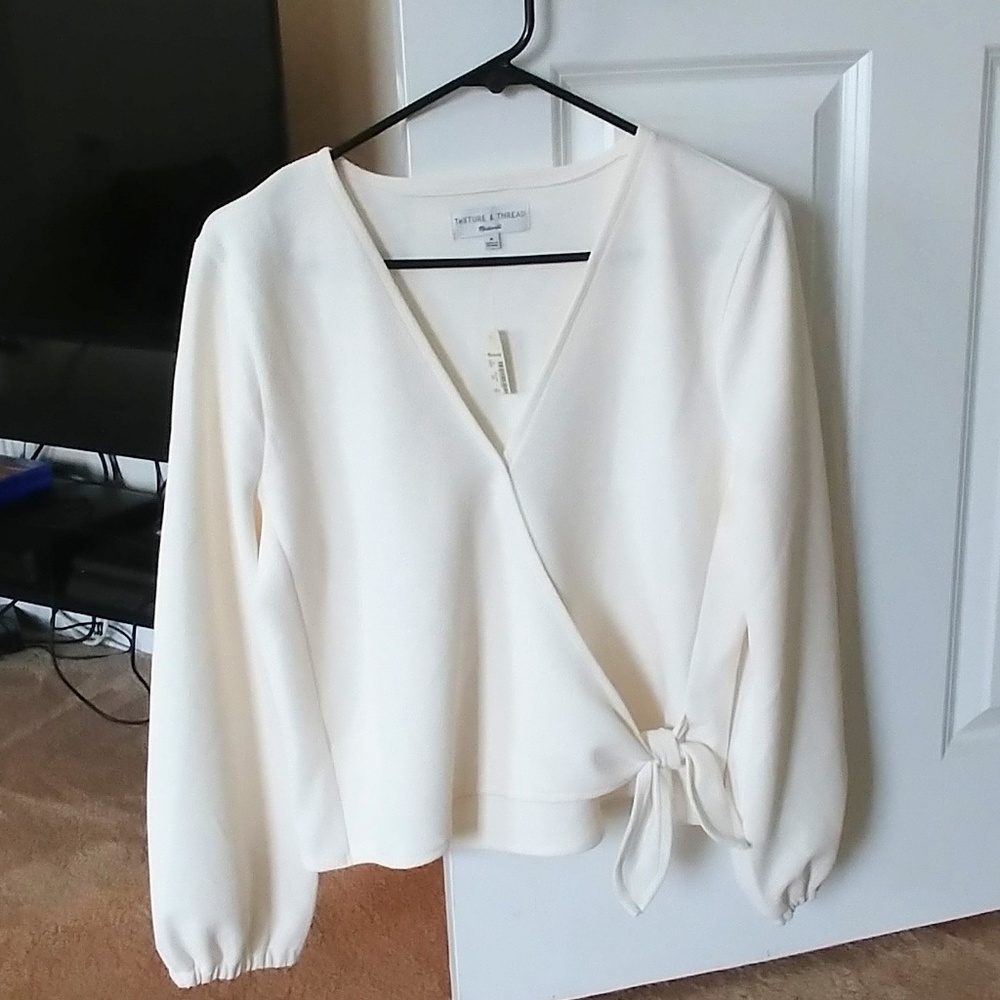 White Madewell Texture & Thread Wrap Top